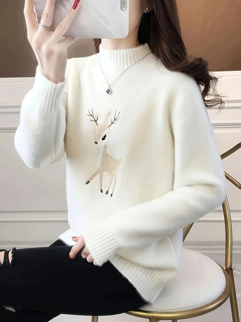 Ladies' Christmas Tree Crew Neck Knit Sweater