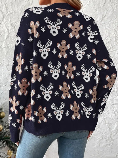 Festive Winter V-Neck Sweater for Women