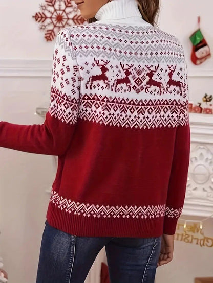 Ladies Festive Holiday Crew Neck Sweater