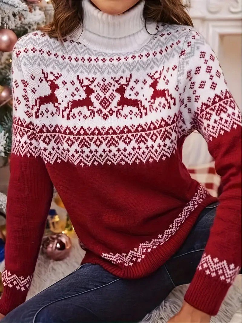 Ladies Festive Holiday Crew Neck Sweater