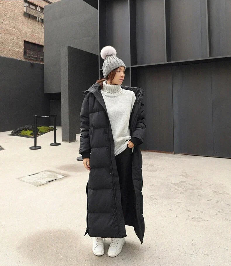 Warm Women's Down Parka Coat - OutfitLondon