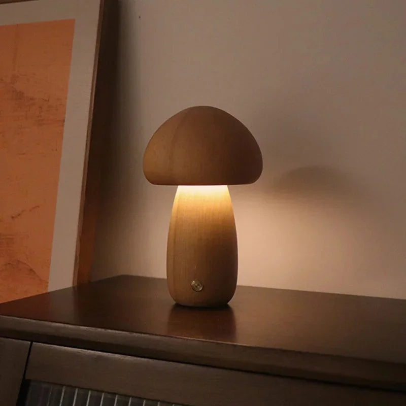 Warm Ambient Mushroom LED Desk Lamp with Dimmer