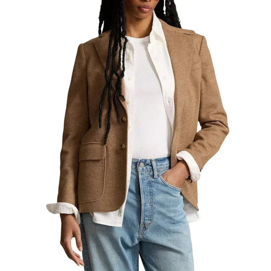 Womens Wool Blazer Brown - OutfitLondon