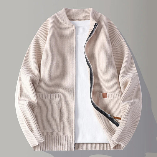 Cozy Men's Zipper Sweater Warm Winter Knitwear - OutfitLondon