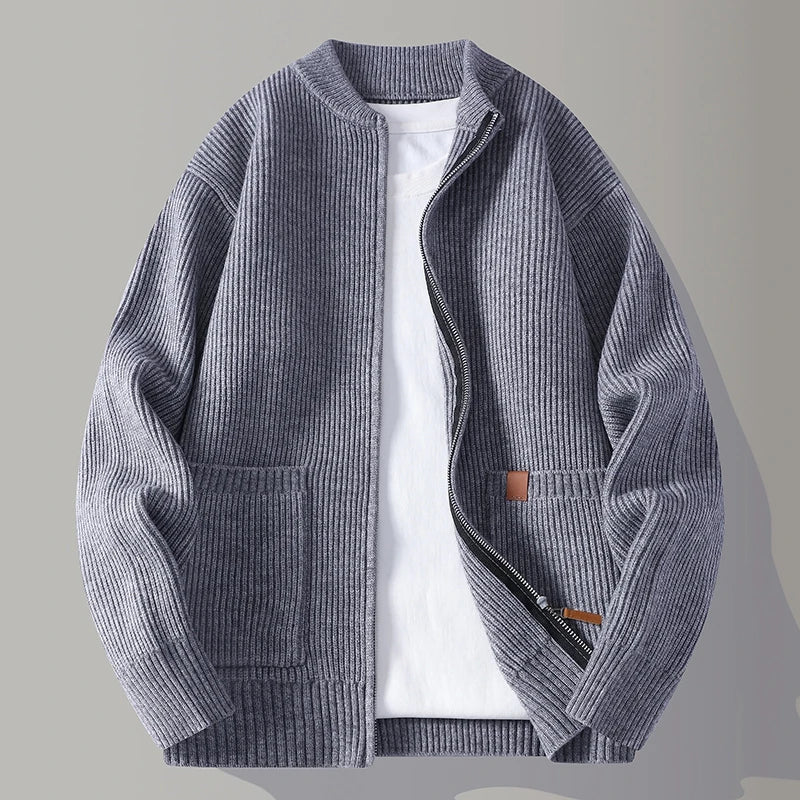 Cozy Men's Zipper Sweater Warm Winter Knitwear