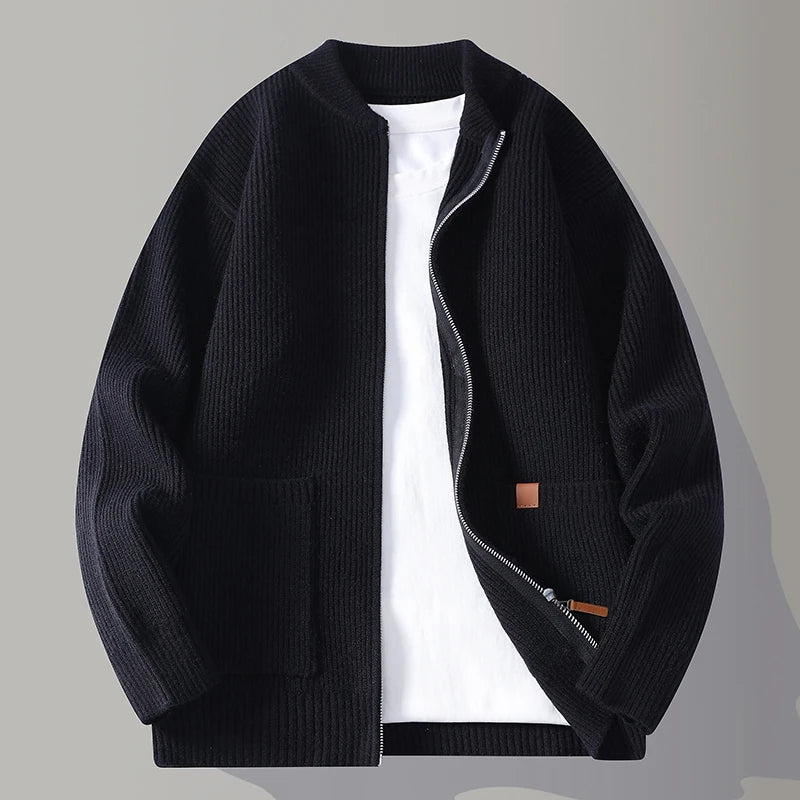 Cozy Men's Zipper Sweater Warm Winter Knitwear