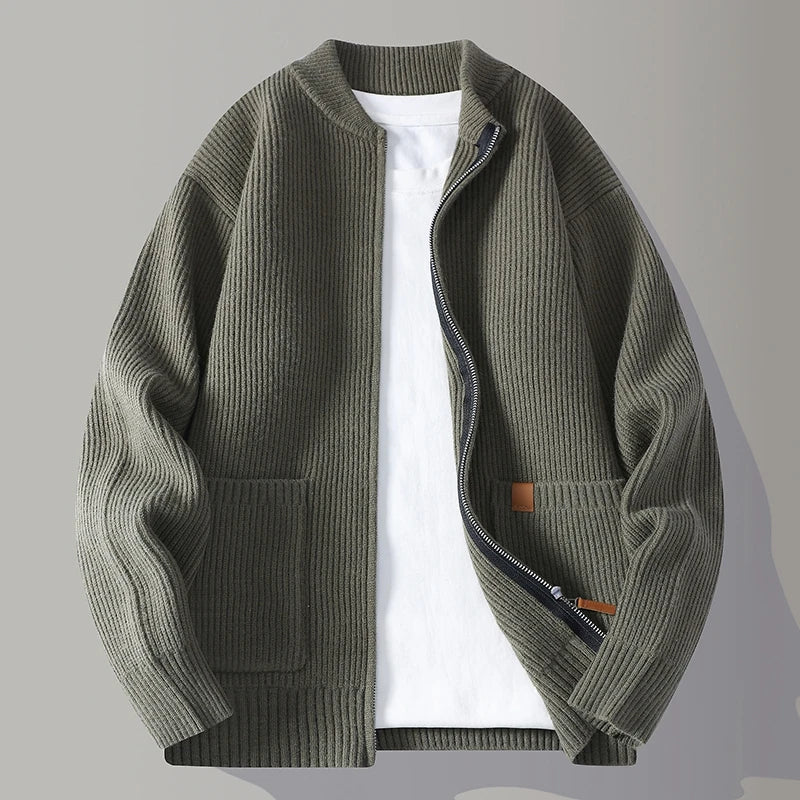 Cozy Men's Zipper Sweater Warm Winter Knitwear