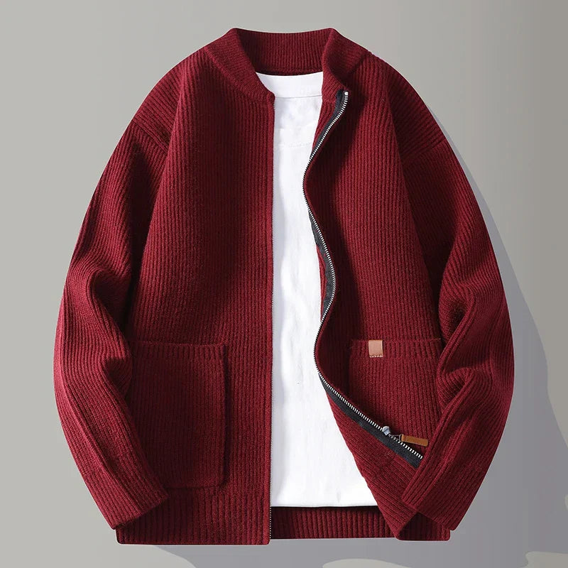 Cozy Men's Zipper Sweater Warm Winter Knitwear