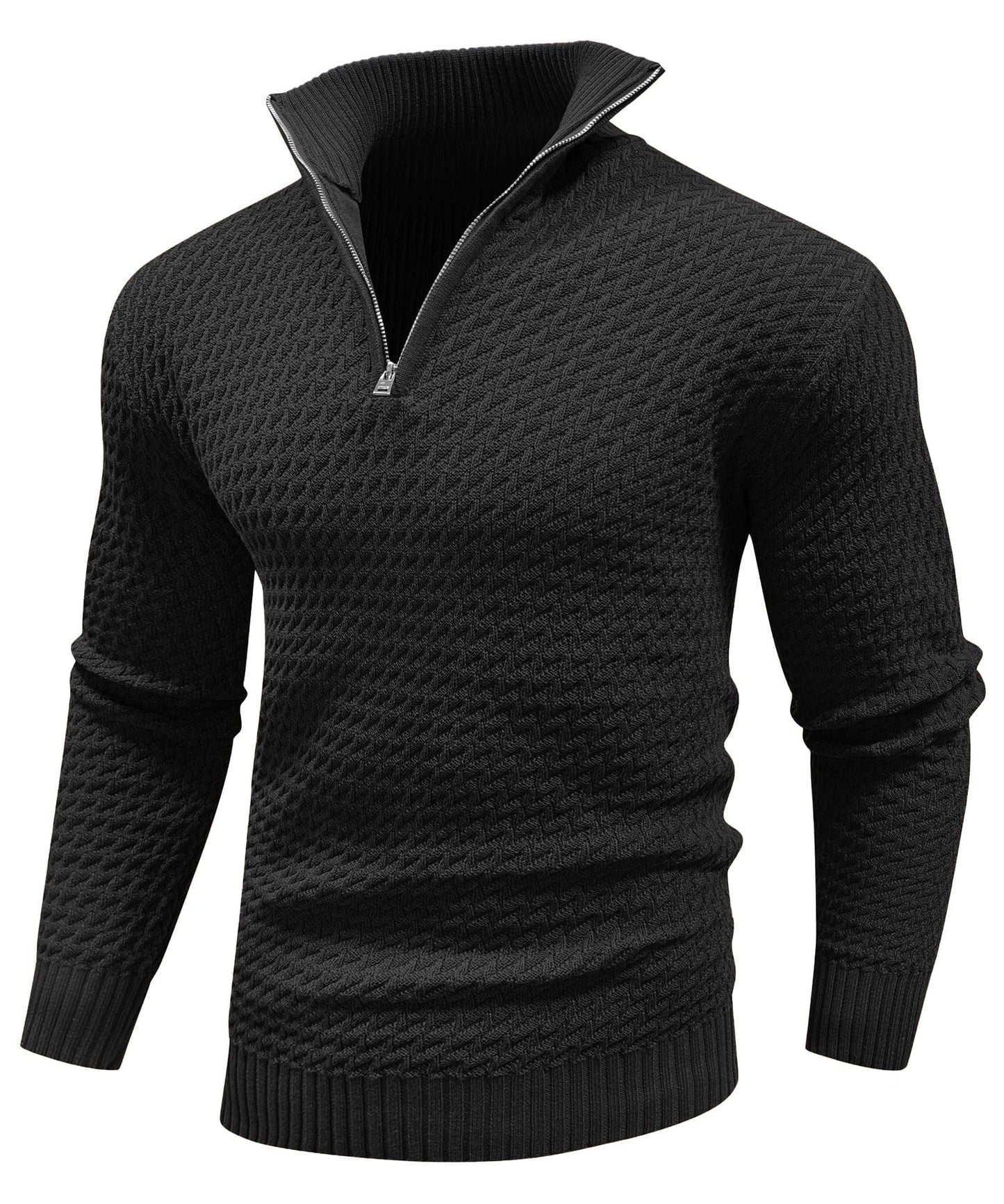 Classic Fit Crew Neck Quarter Zip Top - OutfitLondon