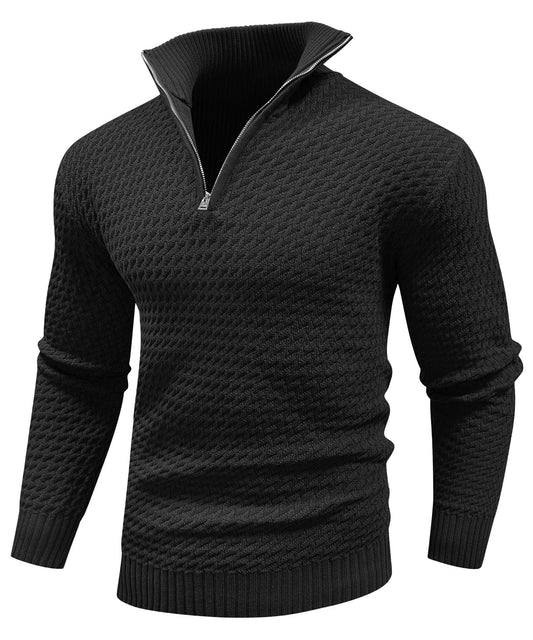 Classic Fit Crew Neck Quarter Zip Top - OutfitLondon