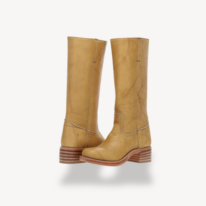 Comfortable Leather Knee High Boots with Low Block Heel