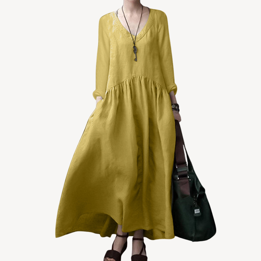 Relaxed Fit V Neck Maxi Dress for Women