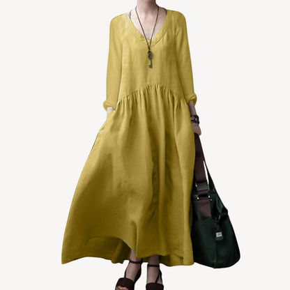Relaxed Fit V Neck Maxi Dress for Women