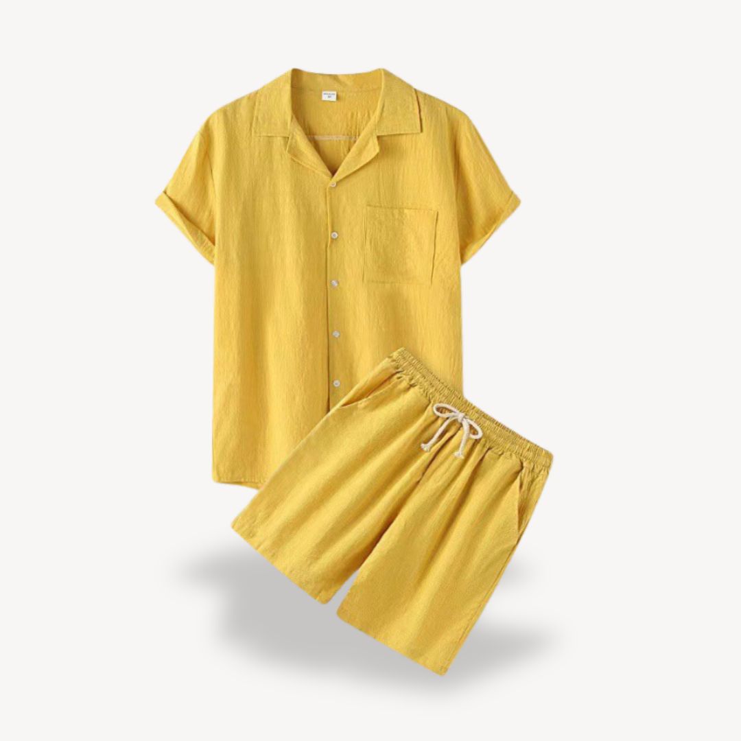 Relaxed Fit Summer Linen Shirt Pants Set