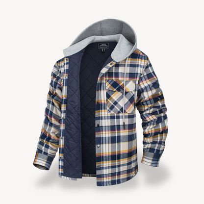Warm Checked Hoodie Coat for Men