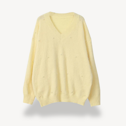 Classic V Neck Knit Sweater for Ladies