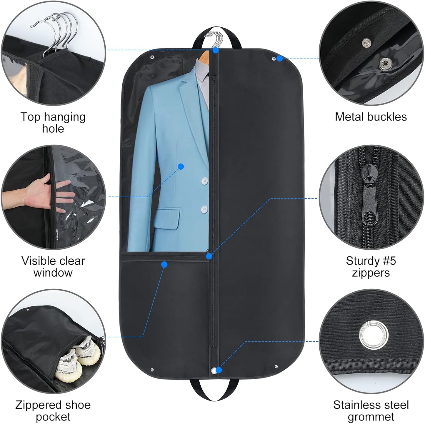 Waterproof Travel Suit Bag with Pockets