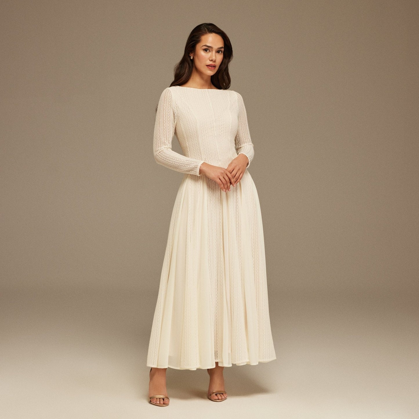 Elegant Long Sleeve A-Line Party Dress - OutfitLondon