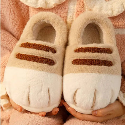 Cozy Faux Fur Cat Paw Slippers for Men Women - OutfitLondon
