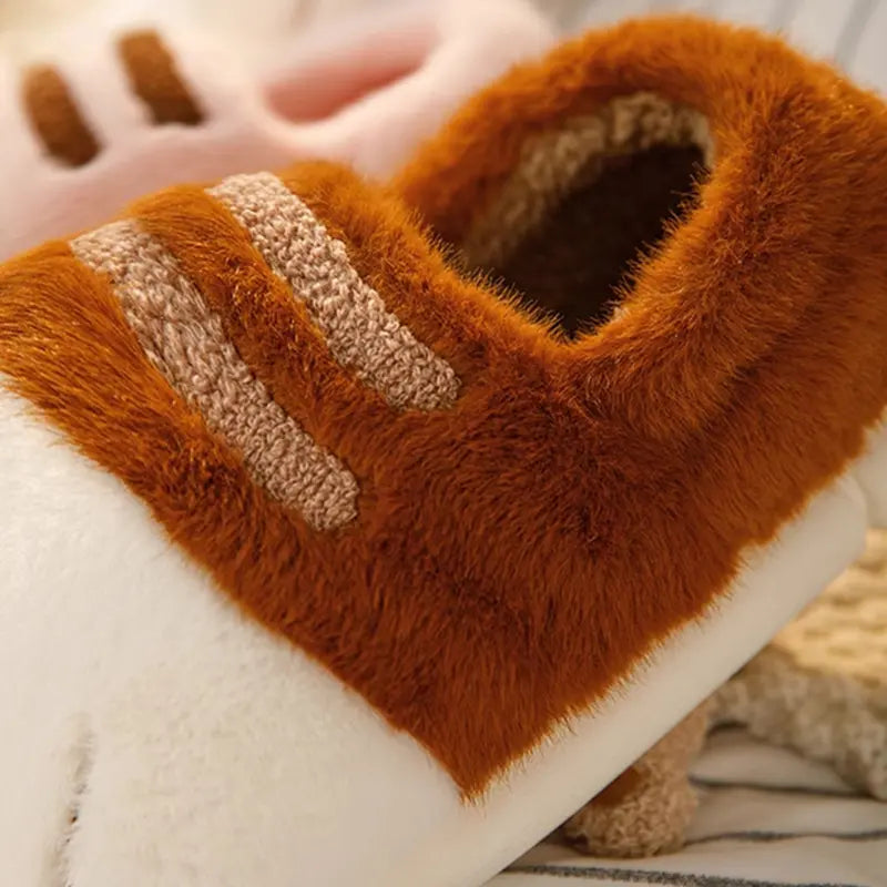 Cozy Faux Fur Cat Paw Slippers for Men Women