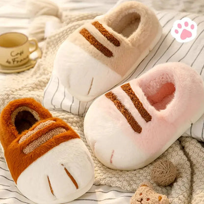 Cozy Faux Fur Cat Paw Slippers for Men Women